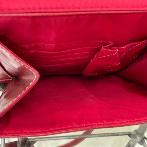 Giani Bernini Red Genuine Leather Cross Body Bag Sholuder Handbag + logo key fob - Picture 12 of 16